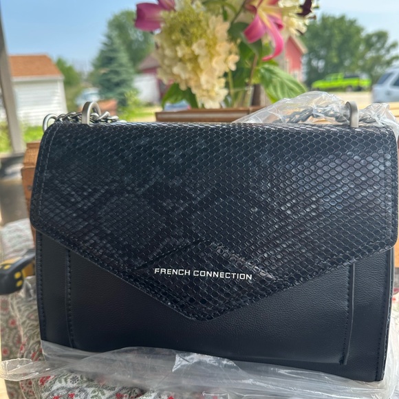 French Connection Black Textured Crossbody Bag - Picture 1 of 7